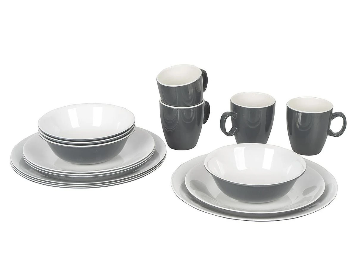 Bo-Camp Two-tone Grey 16-delig Serviesset 3 Bo-Camp Two-tone Grey 16-delig Serviesset