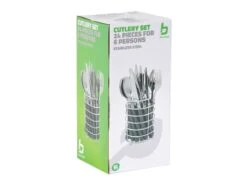 Bo-Camp Bestekset In Mandje - Grey -Bo-Camp bo camp bestekset in mandje 4 ecommerce